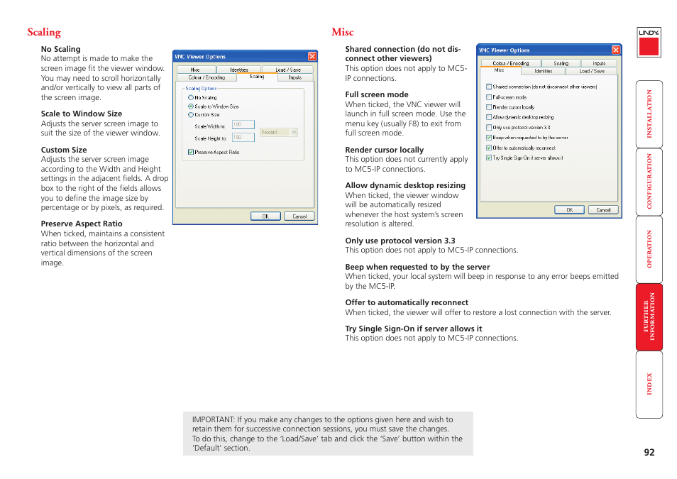 Scaling, Misc, 92 misc | Lindy MC5-IP User Manual | Page 93 / 111