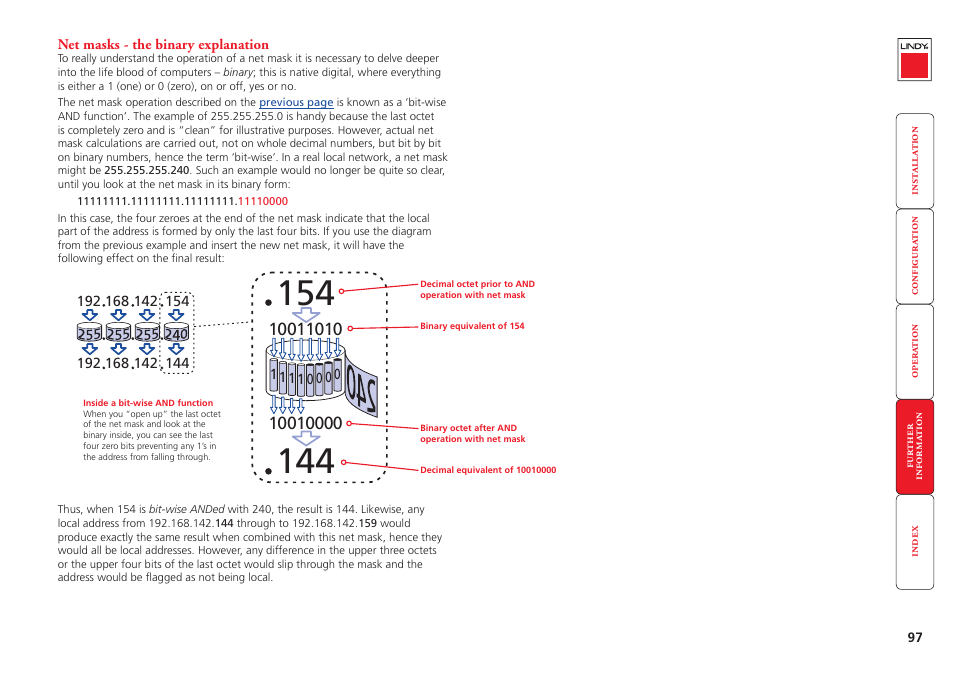 Net masks - the binary explanation | Lindy MC5-IP User Manual | Page 98 / 111