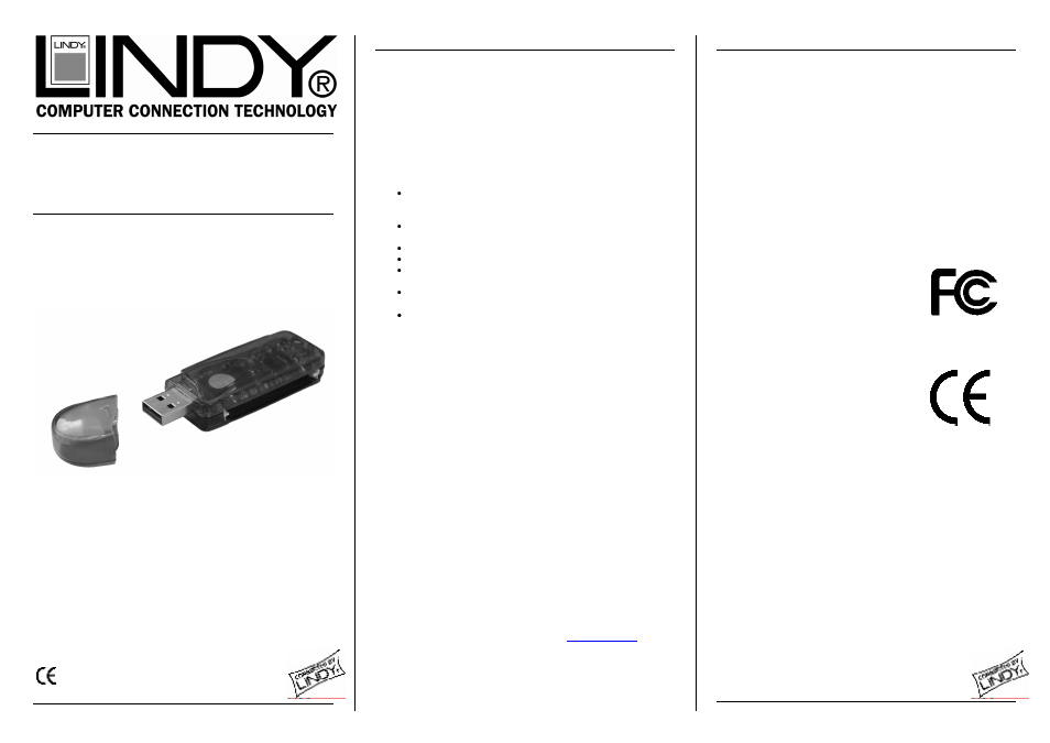 Lindy USB CF PEN READER 32899 User Manual | 1 page