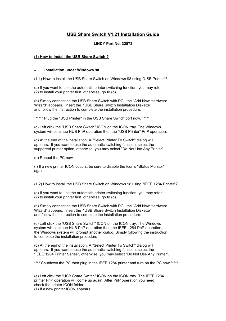 Lindy V1.21 User Manual | 5 pages