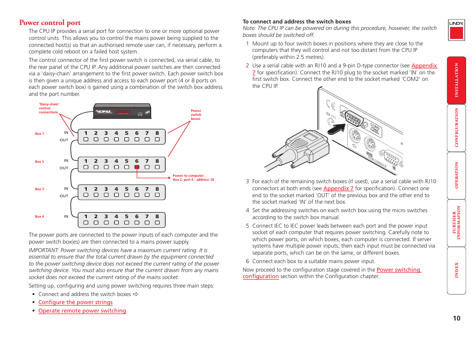 Power control port, Loc rem vnc 100 lnk pwr | Lindy CPU IP Access Switch Plus User Manual | Page 11 / 64