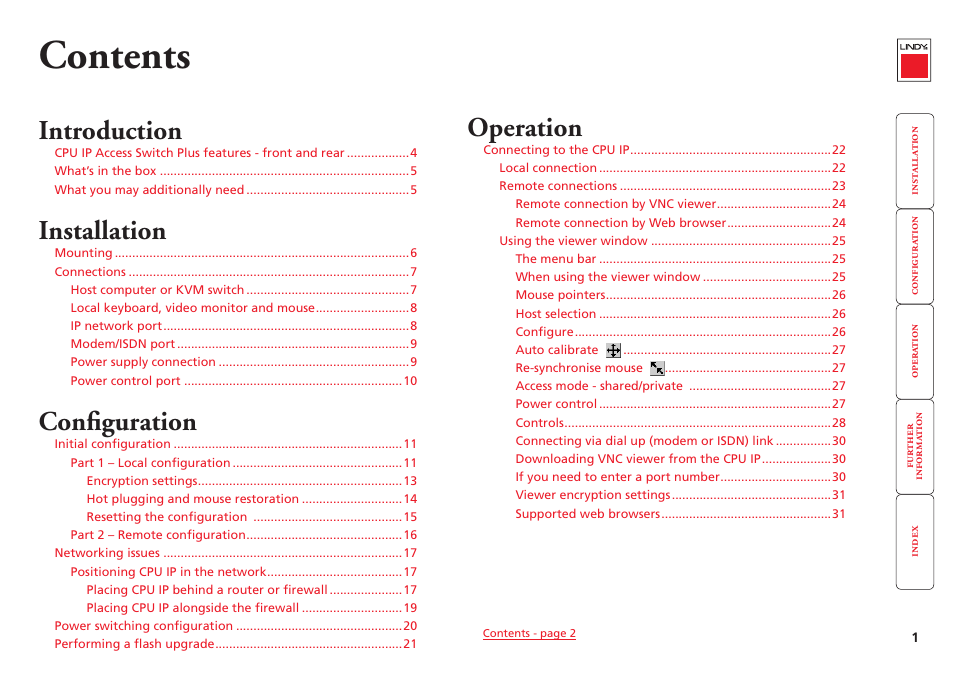 Lindy CPU IP Access Switch Plus User Manual | Page 2 / 64