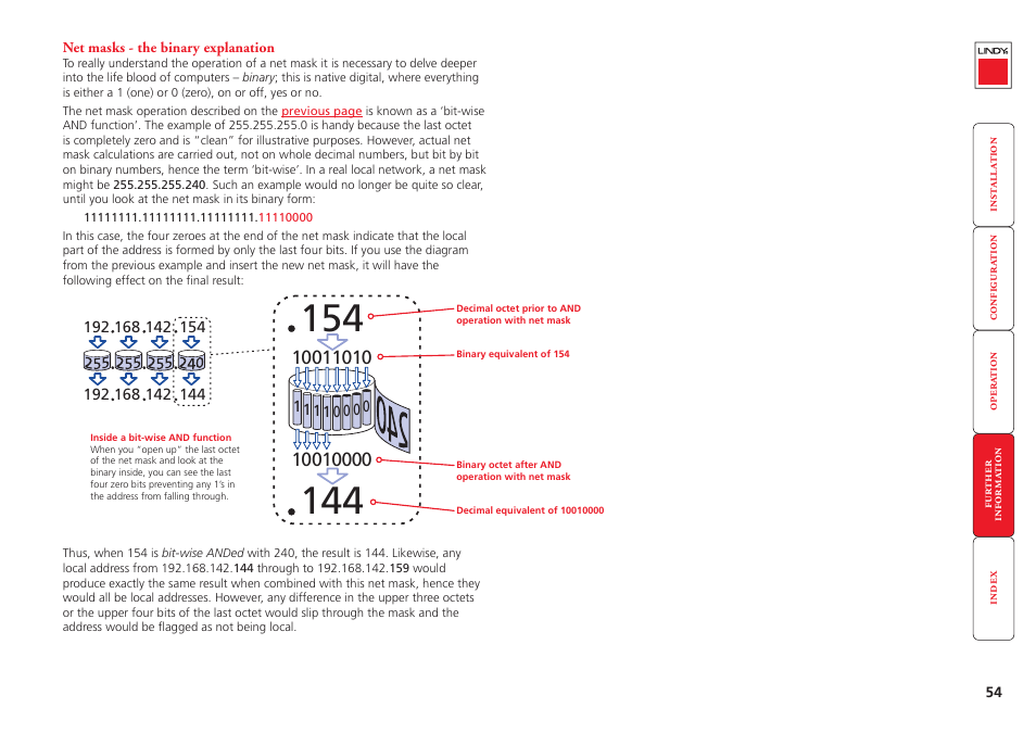 Net masks - the binary explanation | Lindy CPU IP Access Switch Plus User Manual | Page 55 / 64