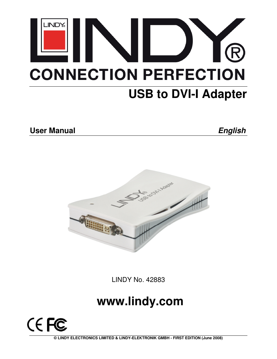 Lindy USB to DVI-I Adapter 42883 User Manual | 8 pages