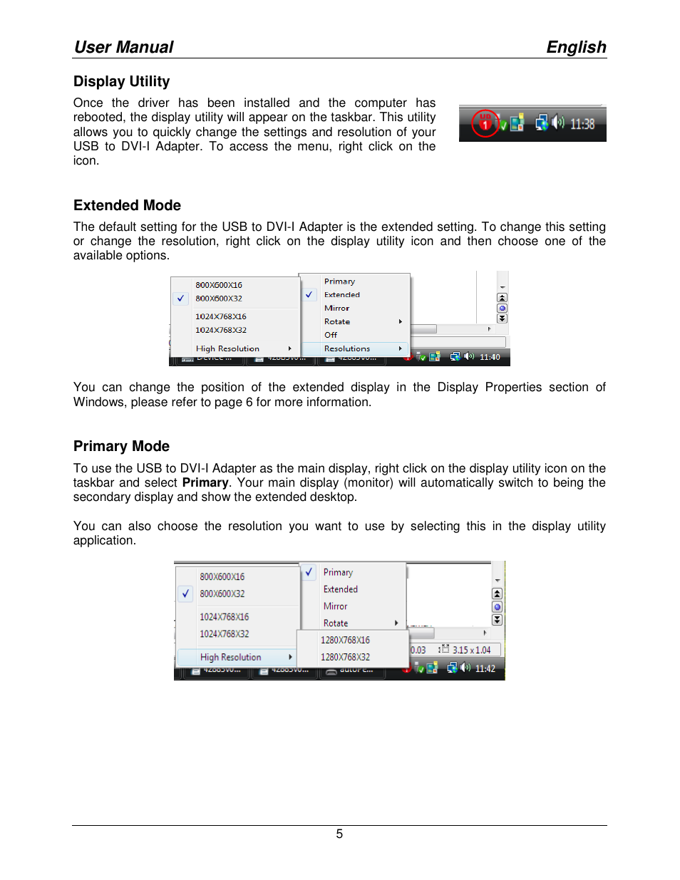 User manual english | Lindy USB to DVI-I Adapter 42883 User Manual | Page 5 / 8