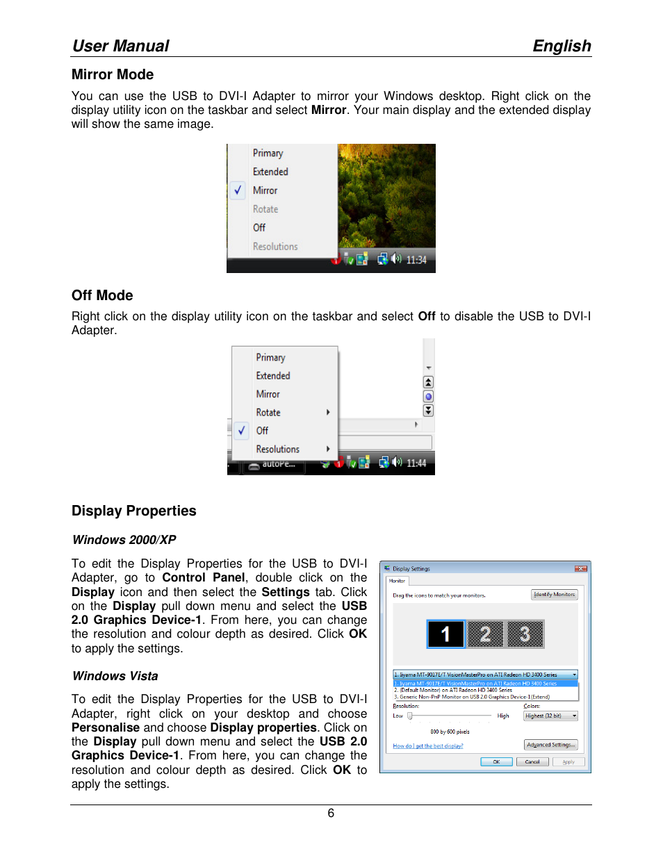 User manual english | Lindy USB to DVI-I Adapter 42883 User Manual | Page 6 / 8