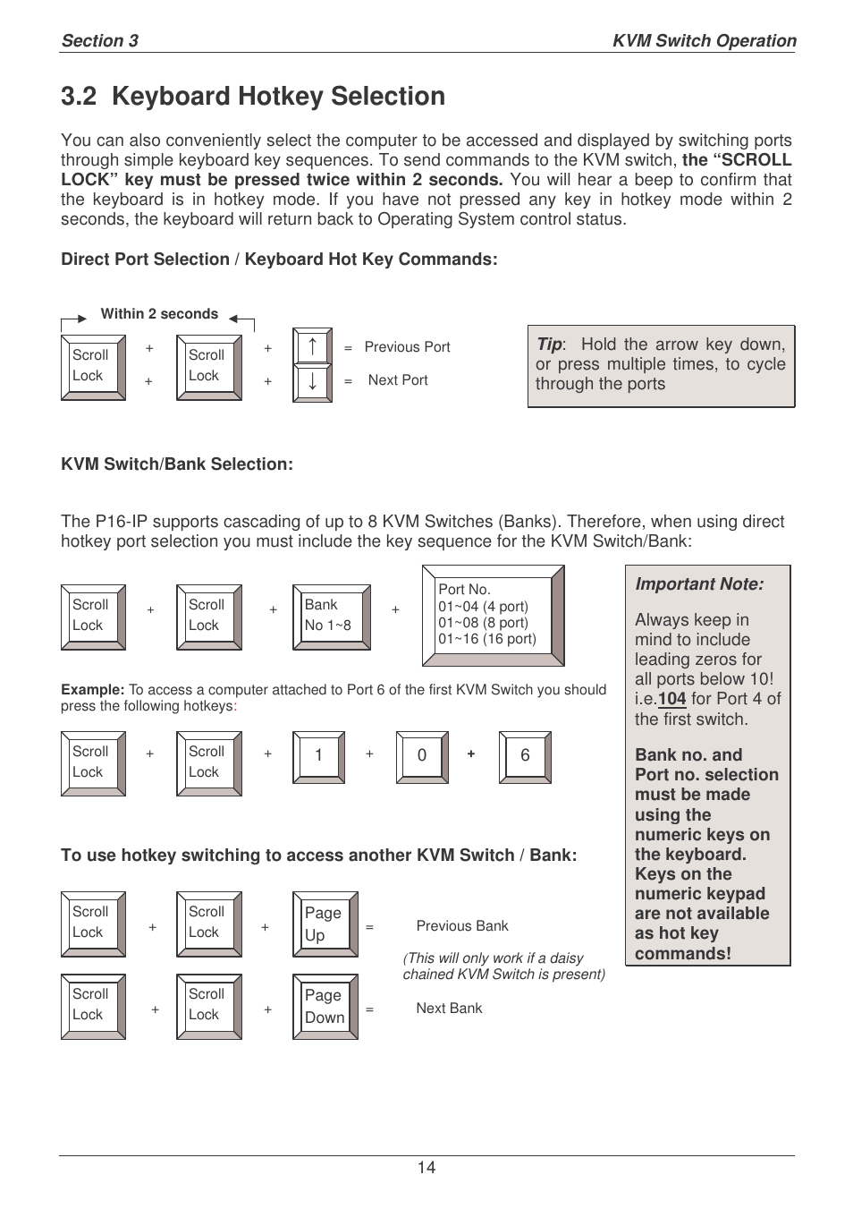 2 keyboard hotkey selection | Lindy P16-IP User Manual | Page 15 / 77
