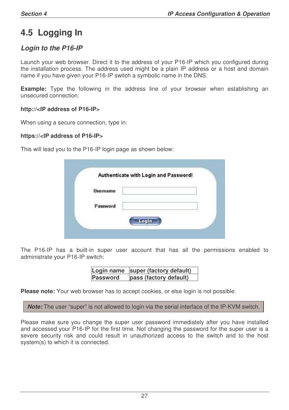 5 logging in | Lindy P16-IP User Manual | Page 28 / 77