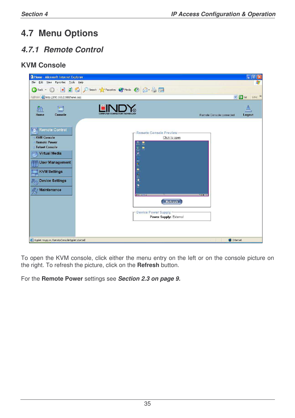 7 menu options, 1 remote control | Lindy P16-IP User Manual | Page 36 / 77