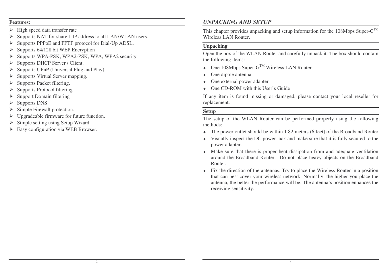 Unpacking and setup | Lindy Wireless LAN Router User Manual | Page 5 / 28