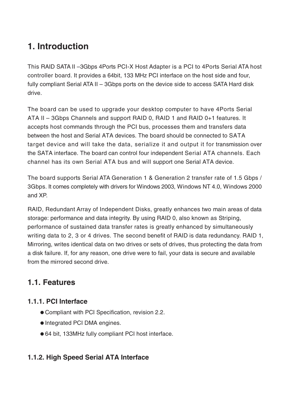 Introduction, Features, Pci interface | High speed serial ata interface | Lindy 70548 User Manual | Page 2 / 10