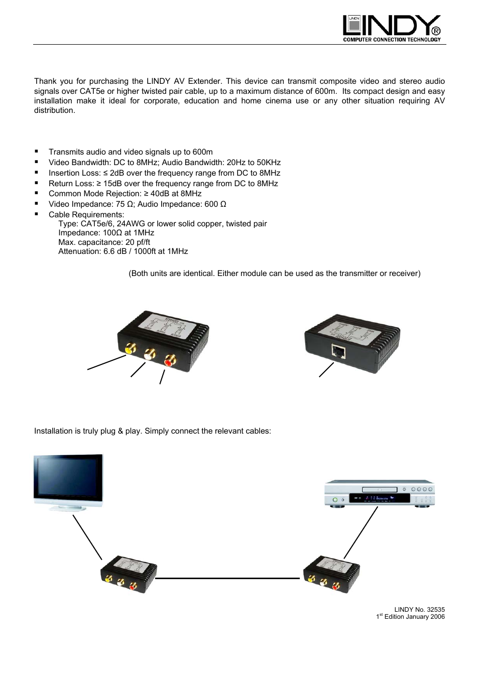 Lindy CAT5E/6 User Manual | 1 page