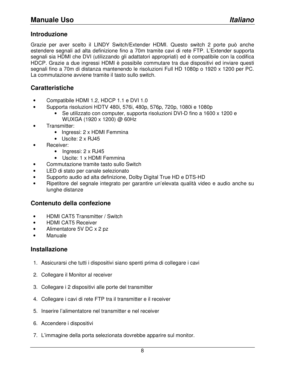 Manuale uso italiano | Lindy 38000 User Manual | Page 10 / 12