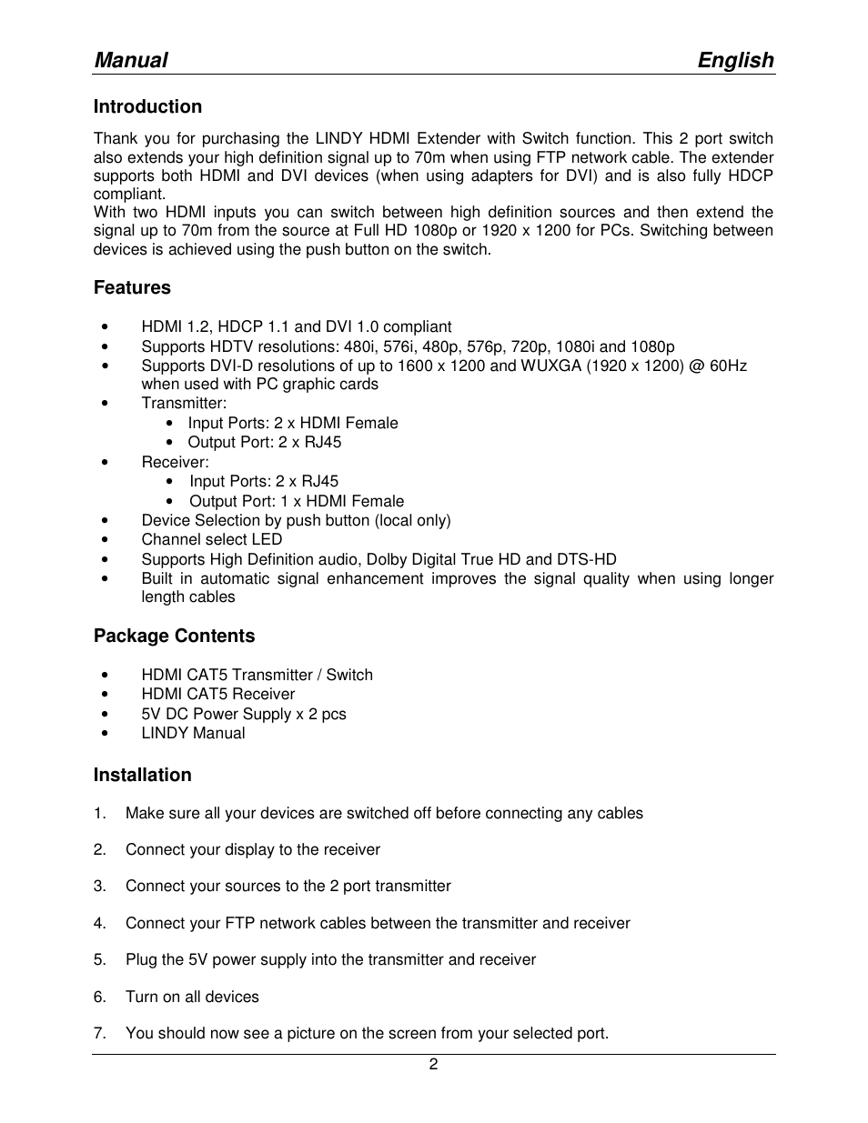 Manual english | Lindy 38000 User Manual | Page 4 / 12