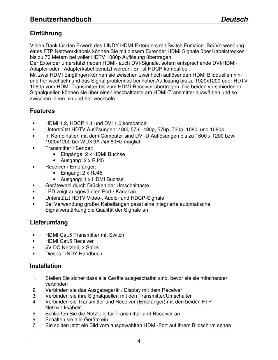 Benutzerhandbuch deutsch | Lindy 38000 User Manual | Page 6 / 12