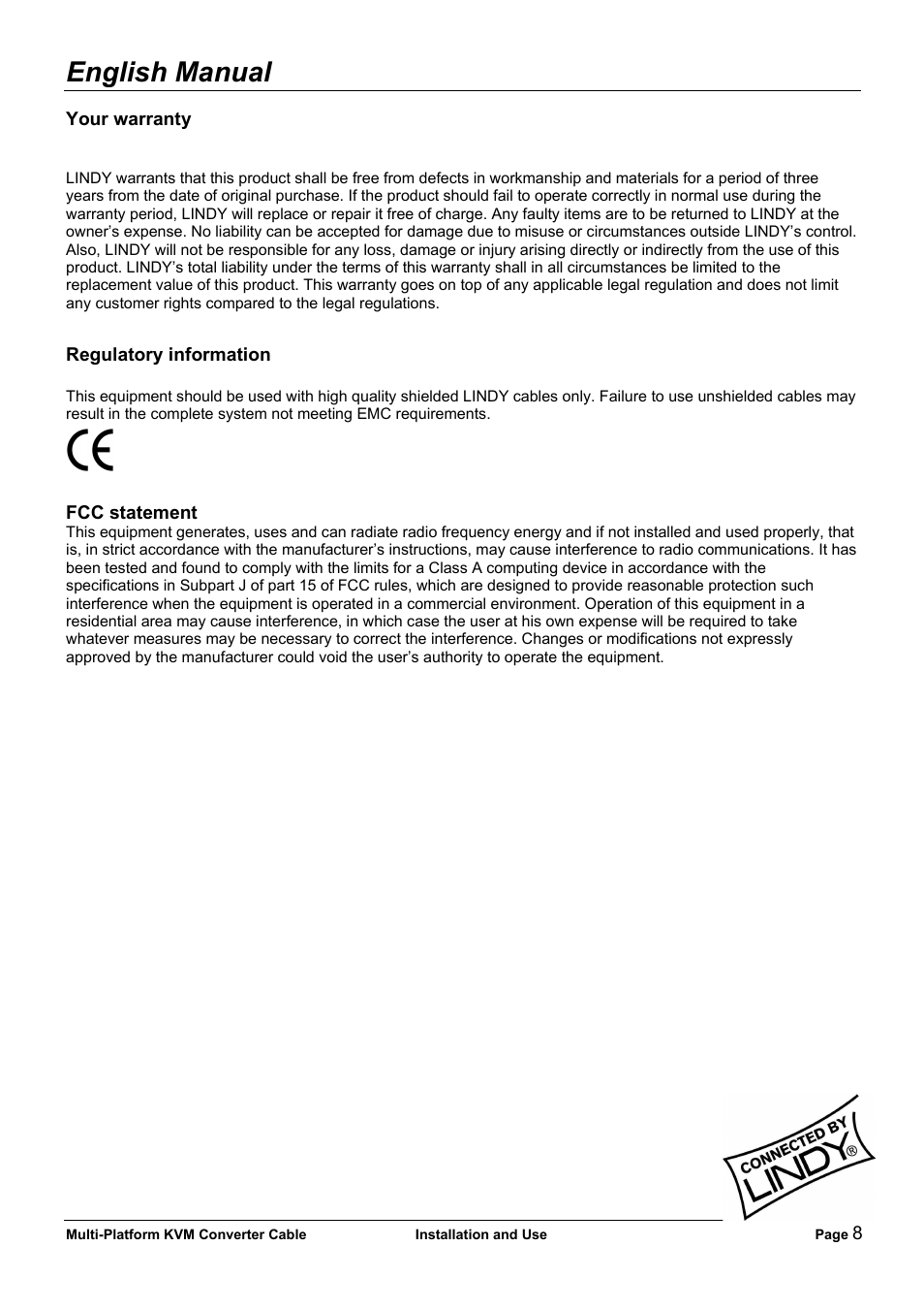 English manual | Lindy 42867 User Manual | Page 8 / 8