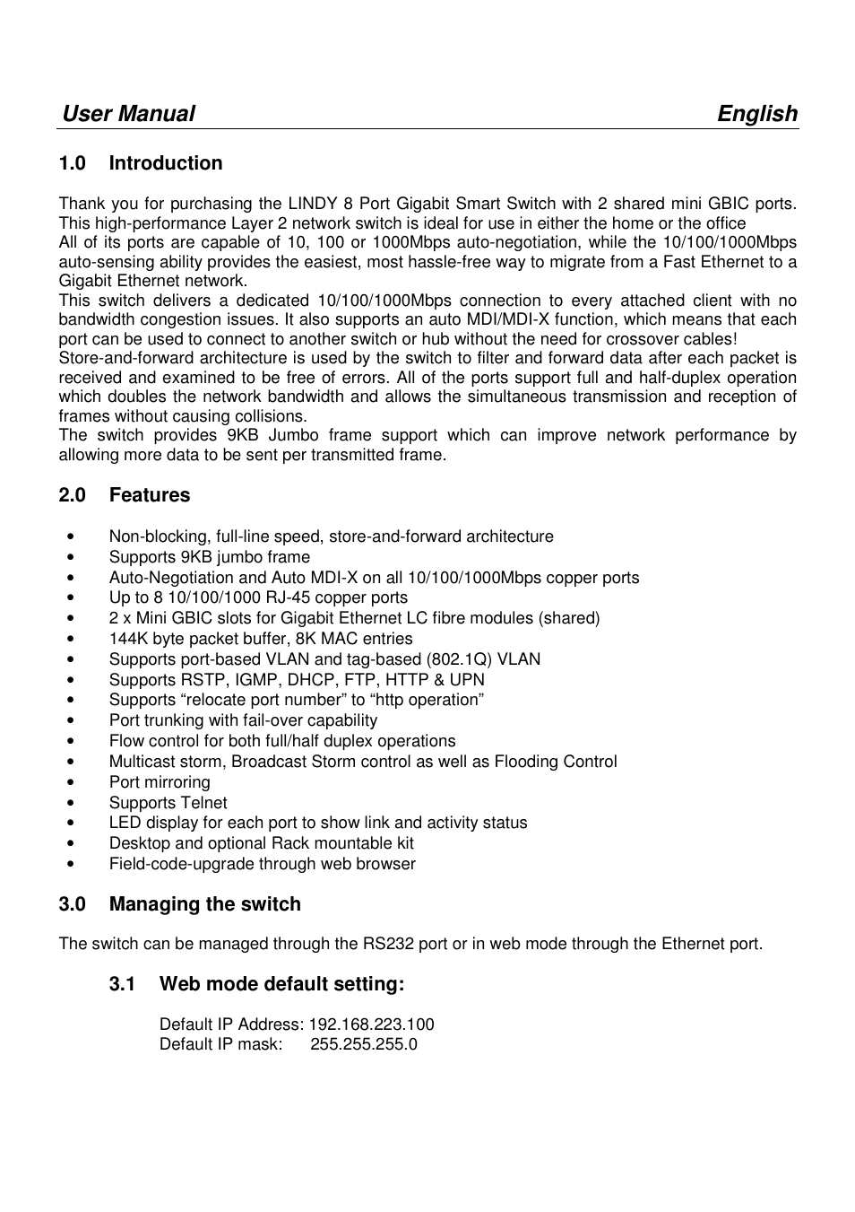 User manual english | Lindy 25004 User Manual | Page 3 / 24