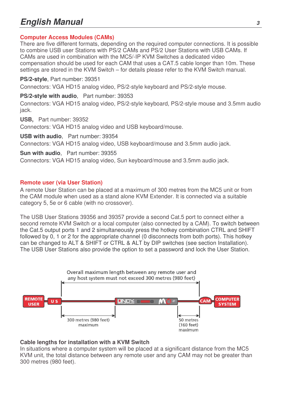English manual | Lindy KVM EXTENDER 39356 User Manual | Page 3 / 10