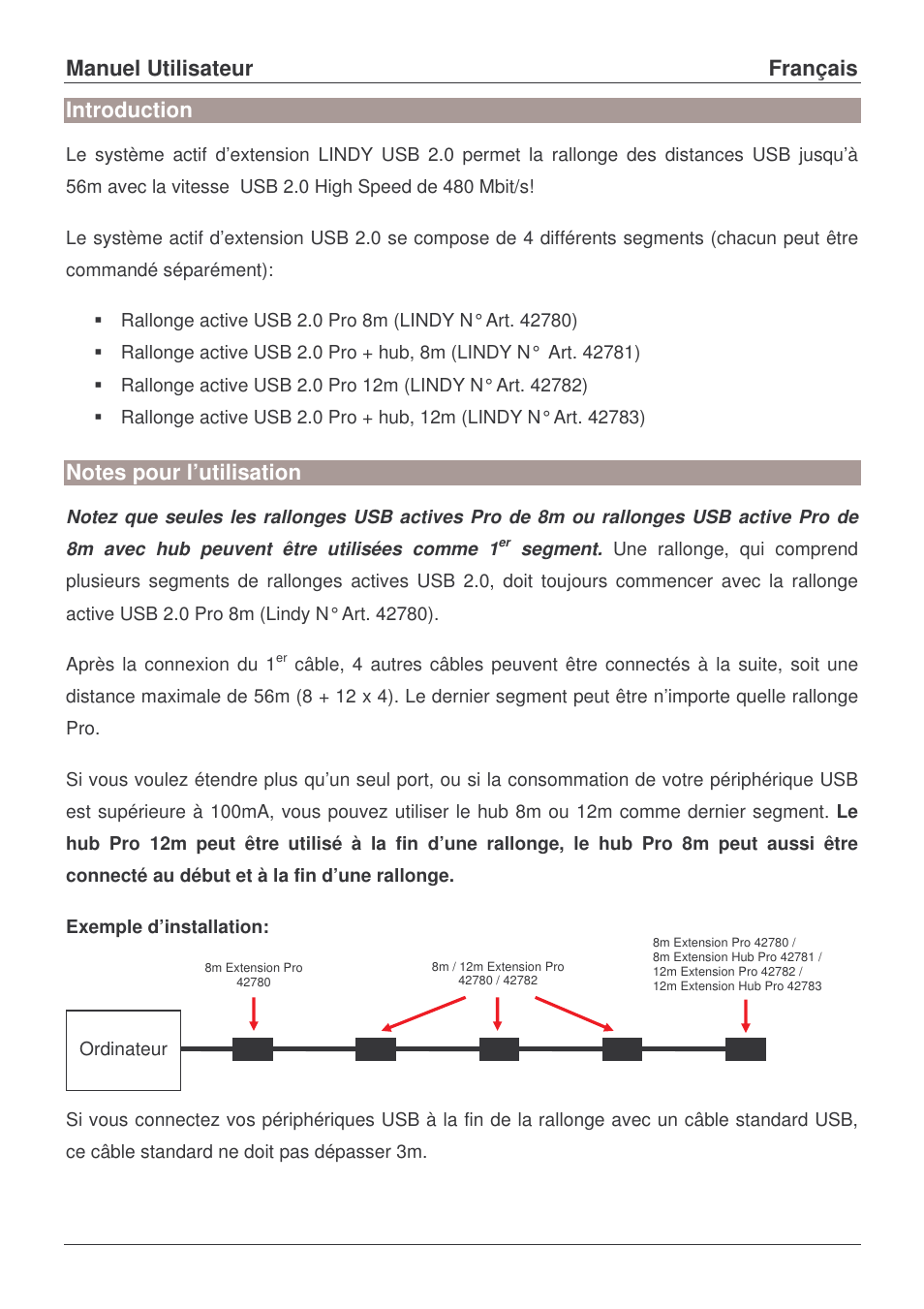 Manuel utilisateur français, Introduction | Lindy 42783 User Manual | Page 5 / 8