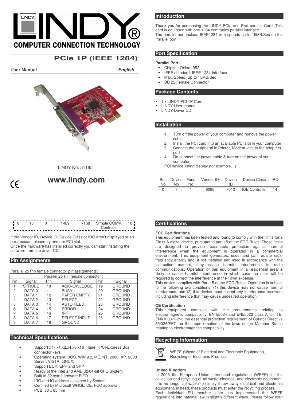 Lindy 51185 User Manual | 2 pages