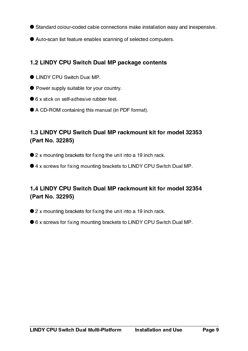 2 lindy cpu switch dual mp package contents | Lindy 32354 User Manual | Page 10 / 81