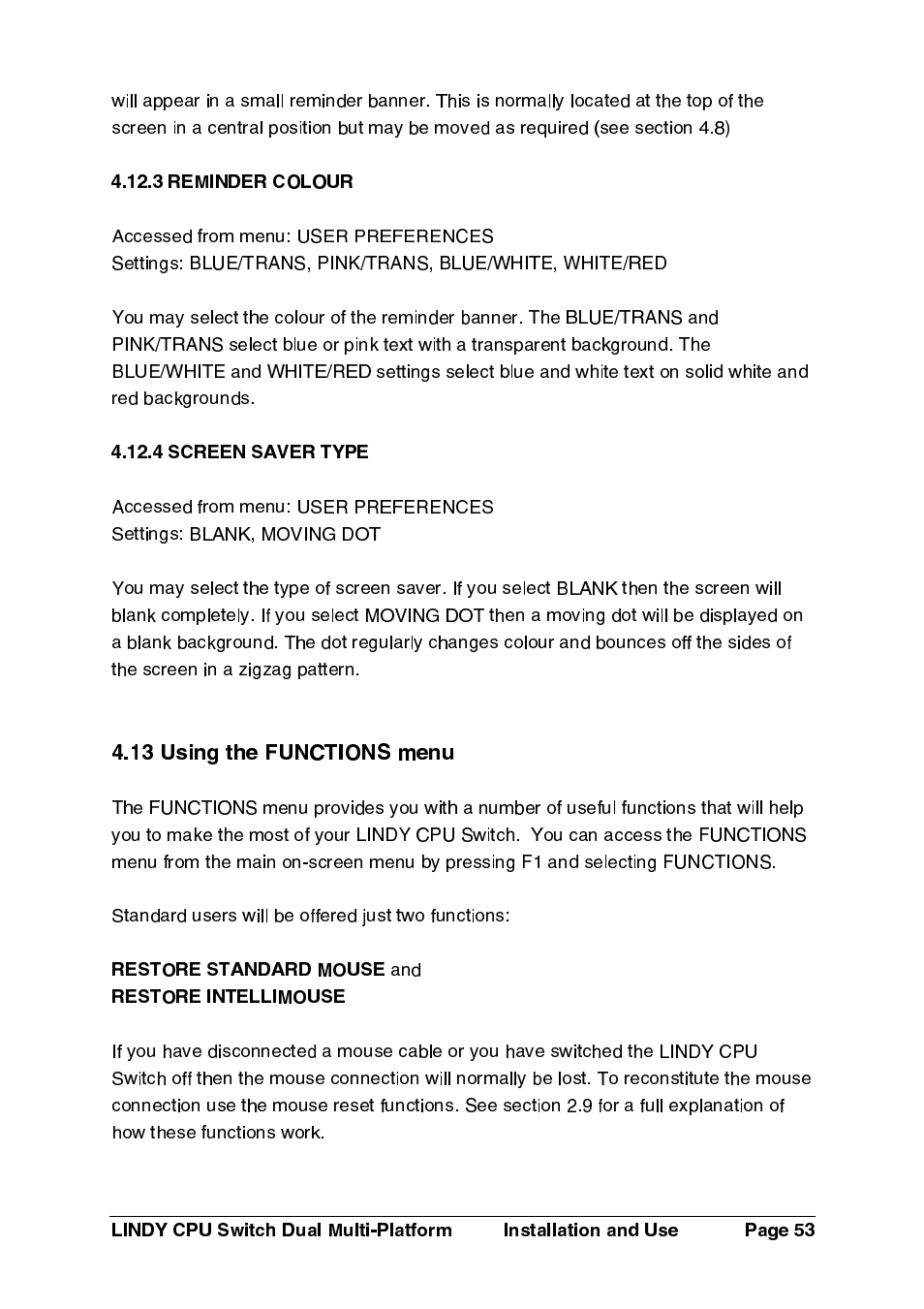 13 using the functions menu | Lindy 32354 User Manual | Page 54 / 81