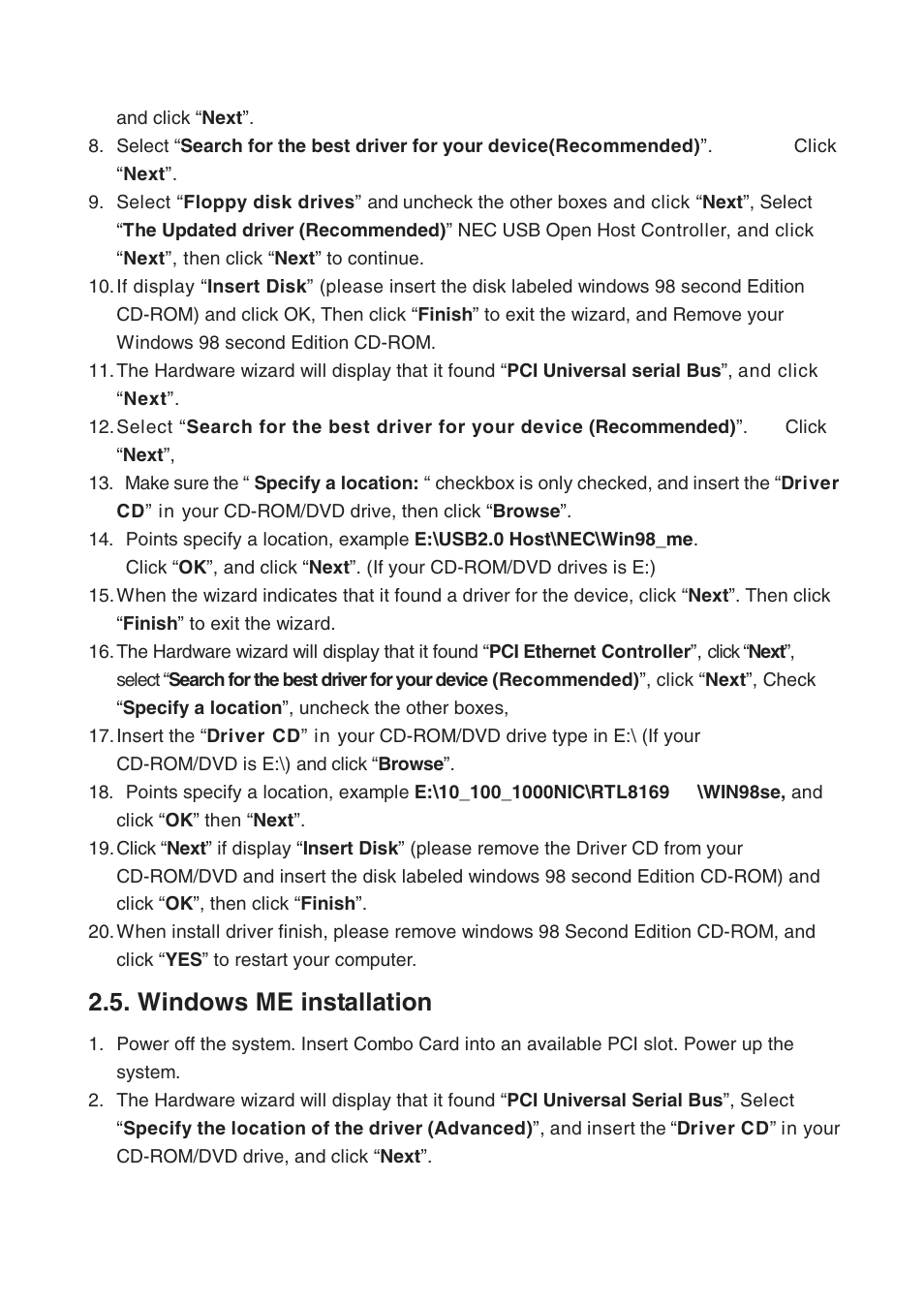 Windows me installation | Lindy 70570 User Manual | Page 6 / 8