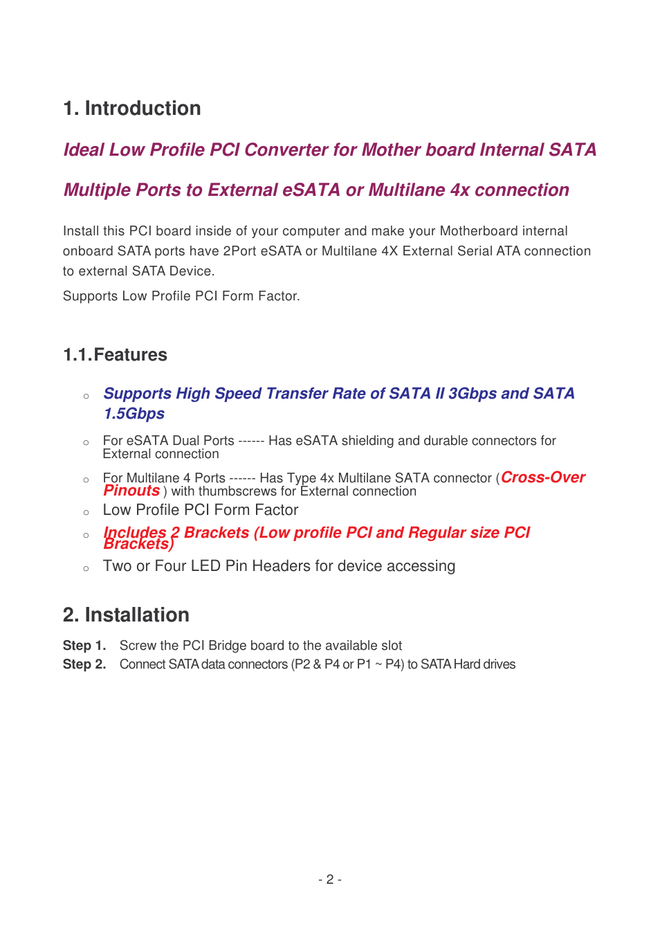 Introduction, Installation, Features | Lindy 70531 User Manual | Page 2 / 3