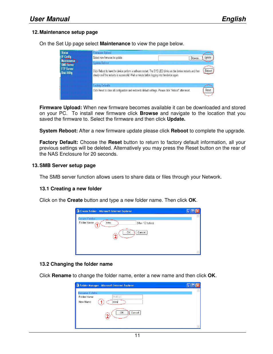 User manual english | Lindy Mini NAS Enclosure SATA & IDE 42808 User Manual | Page 13 / 24