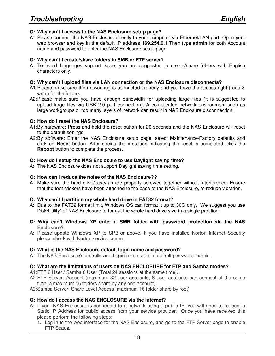 Troubleshooting english | Lindy Mini NAS Enclosure SATA & IDE 42808 User Manual | Page 21 / 24