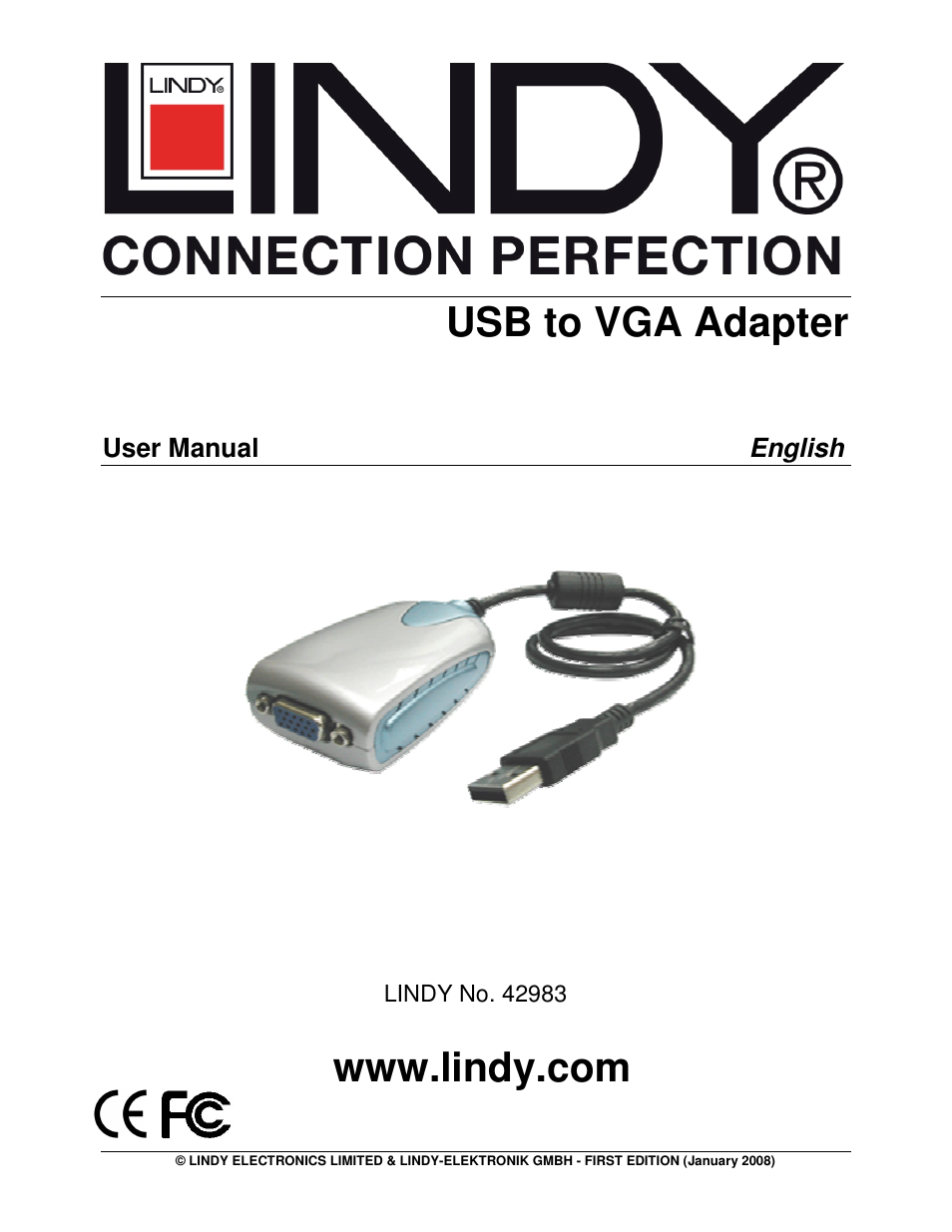 Lindy USB to VGA Adapter 42983 User Manual | 8 pages