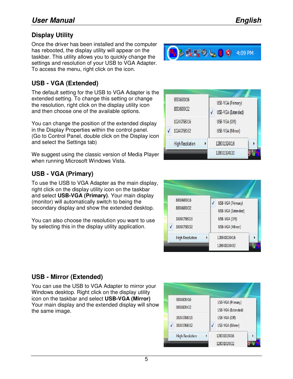 User manual english | Lindy USB to VGA Adapter 42983 User Manual | Page 5 / 8