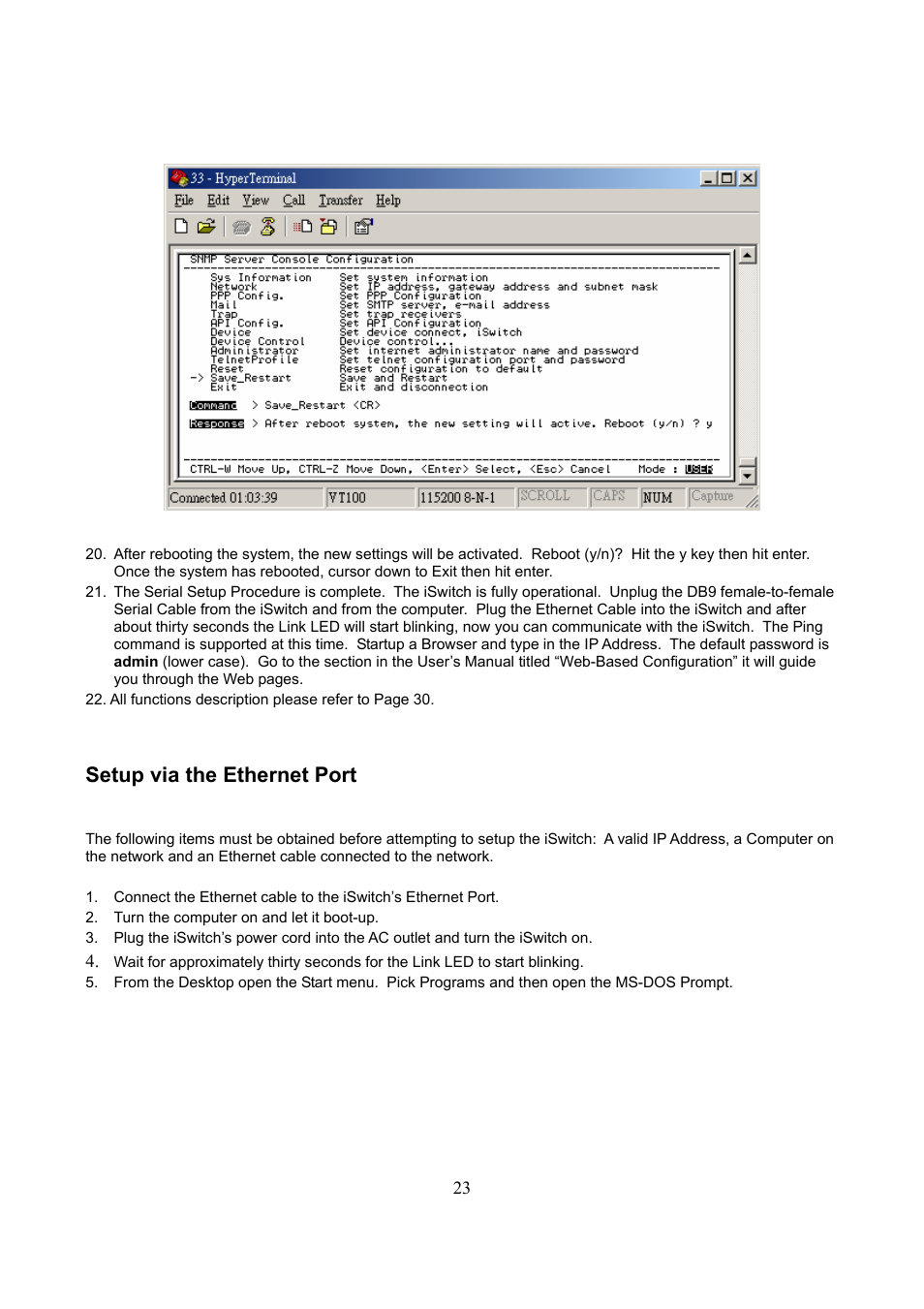 Setup via the ethernet port | Lindy iSWITCH User Manual | Page 23 / 52