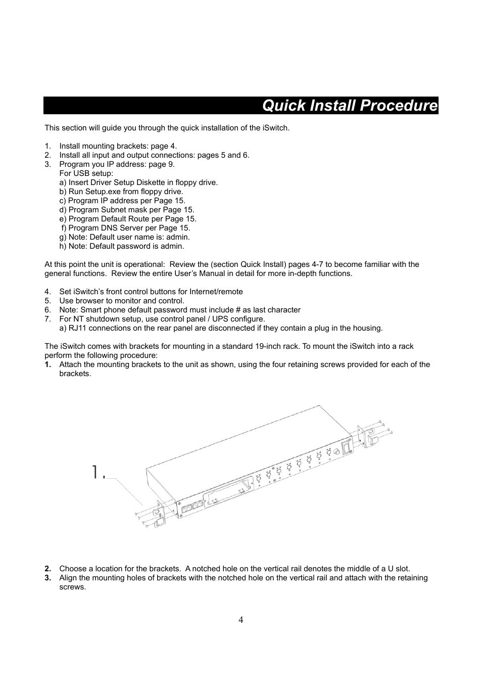 Quick install procedure | Lindy iSWITCH User Manual | Page 4 / 52