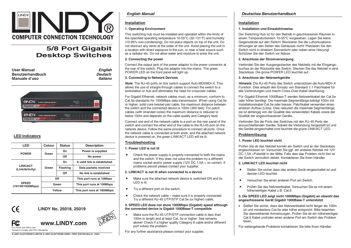 Lindy 25019 User Manual | 2 pages