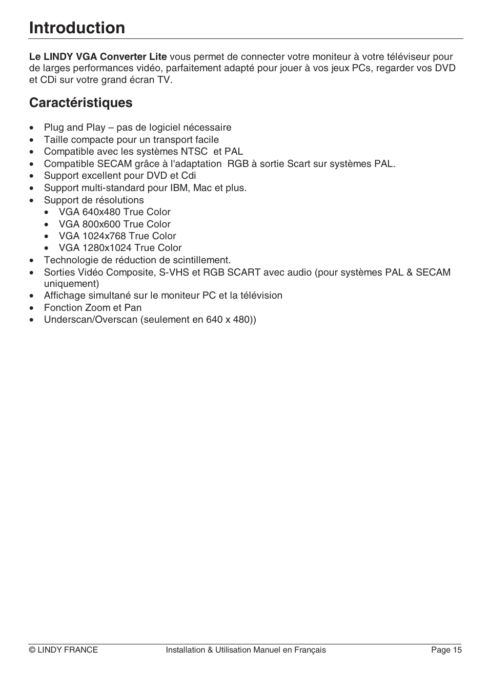 Introduction, Caractéristiques | Lindy 32565 User Manual | Page 19 / 29