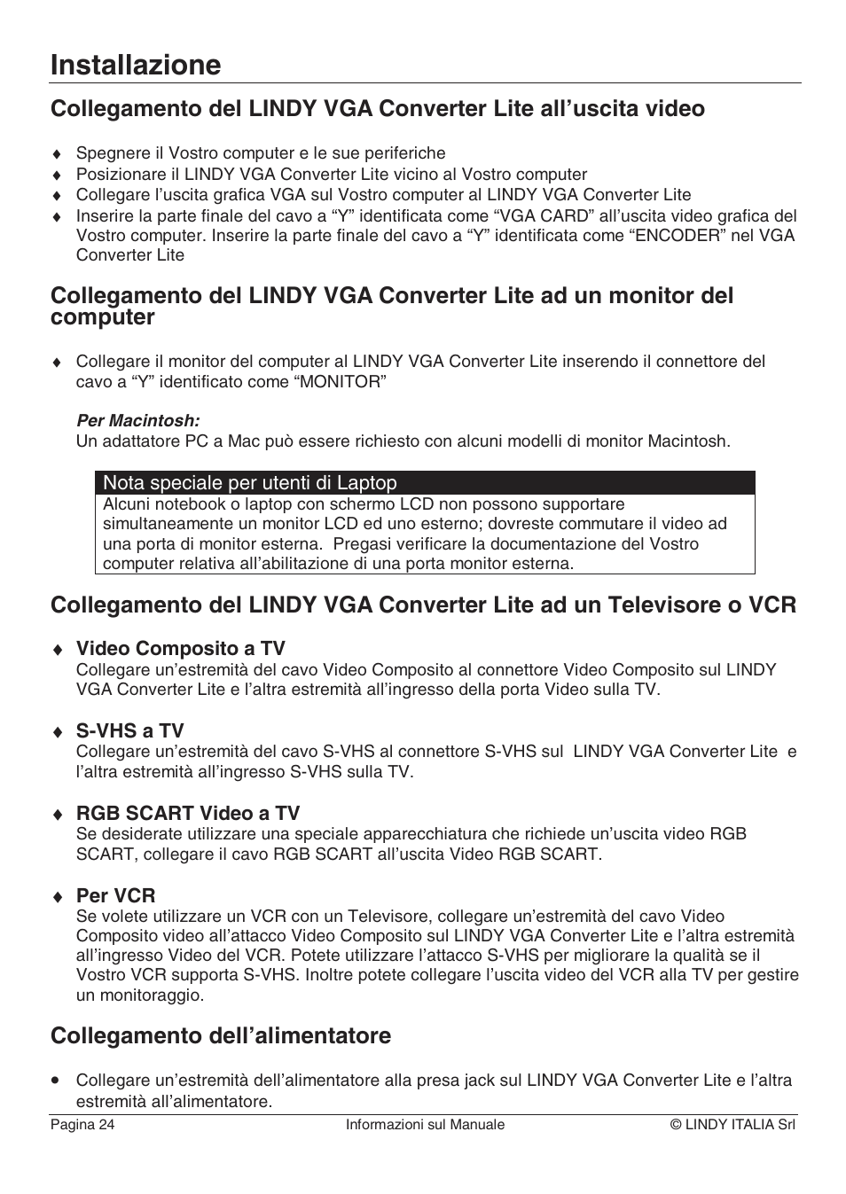 Installazione, Collegamento dell’alimentatore | Lindy 32565 User Manual | Page 28 / 29