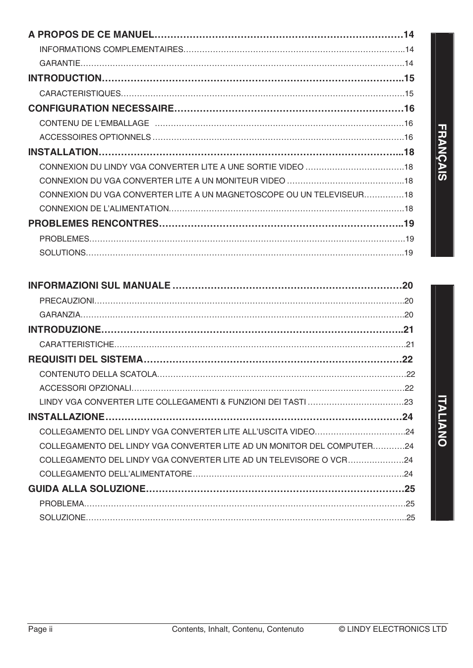 It al iano f rançais | Lindy 32565 User Manual | Page 4 / 29