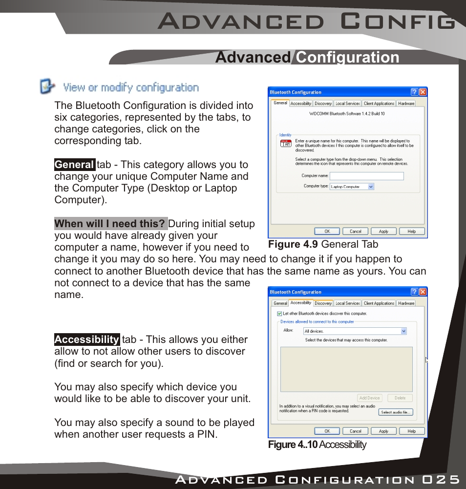 Configuration advanced, Installation, Advanced config | Lindy USB Bluetooth Adaptor User Manual | Page 23 / 33