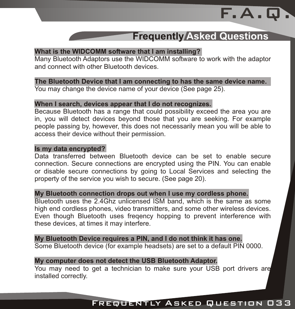 Frequently asked questions, Services, F.a.q | Lindy USB Bluetooth Adaptor User Manual | Page 31 / 33