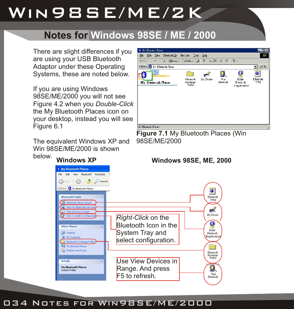 Notes for windows 98se / me / 2000, Win98se/me/2k | Lindy USB Bluetooth Adaptor User Manual | Page 32 / 33