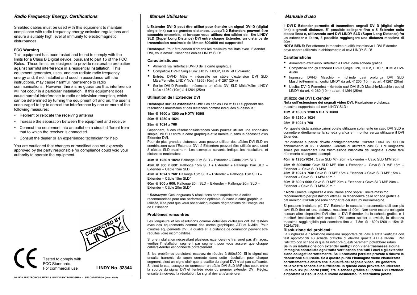 Lindy DVI-D EXTENDER 32344 User Manual | Page 2 / 2