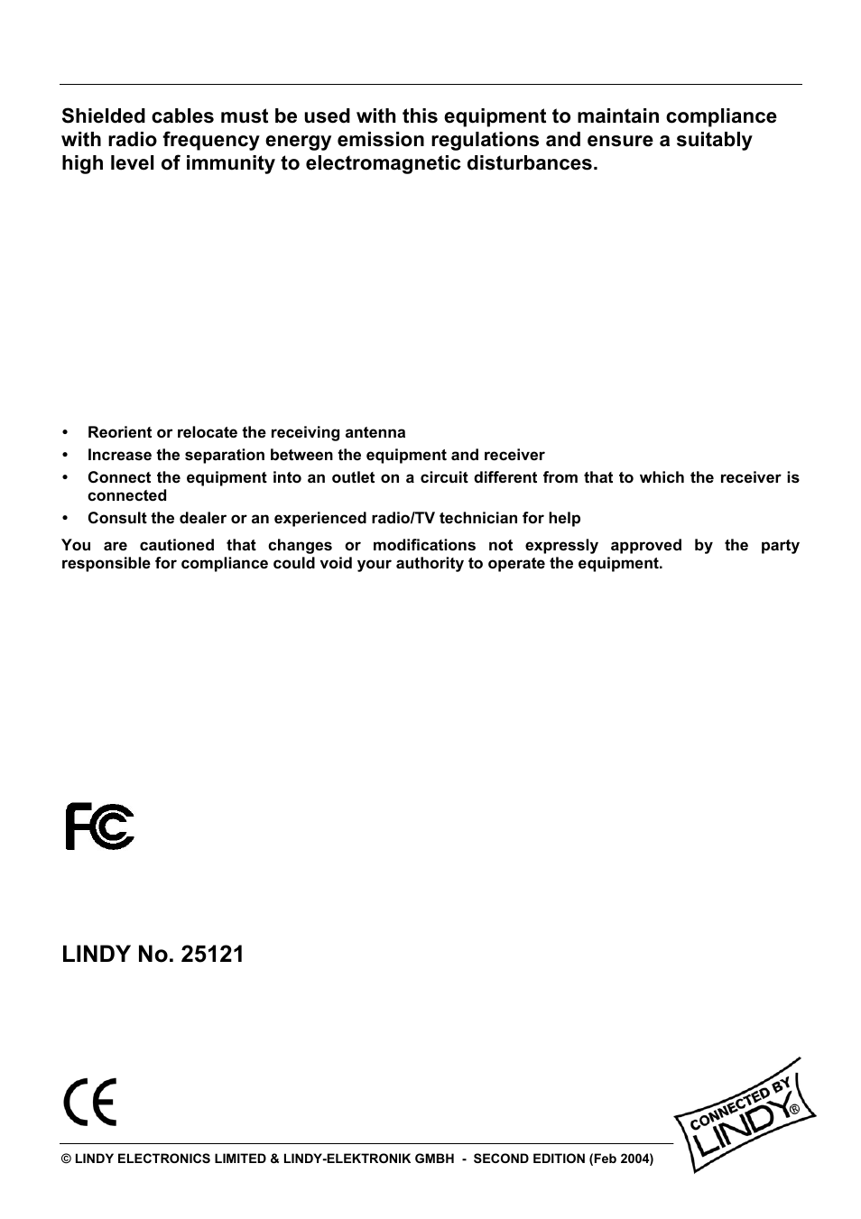 Radio frequency energy, Fcc warning | Lindy 25121 User Manual | Page 15 / 15