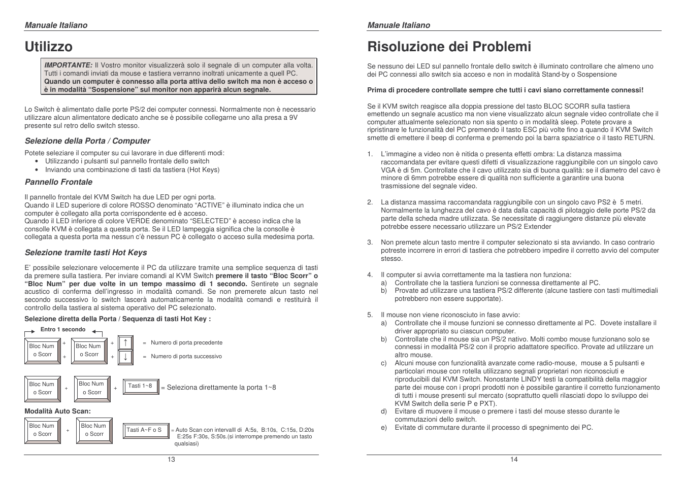 Utilizzo, Risoluzione dei problemi | Lindy Computer Accessories User Manual | Page 7 / 8