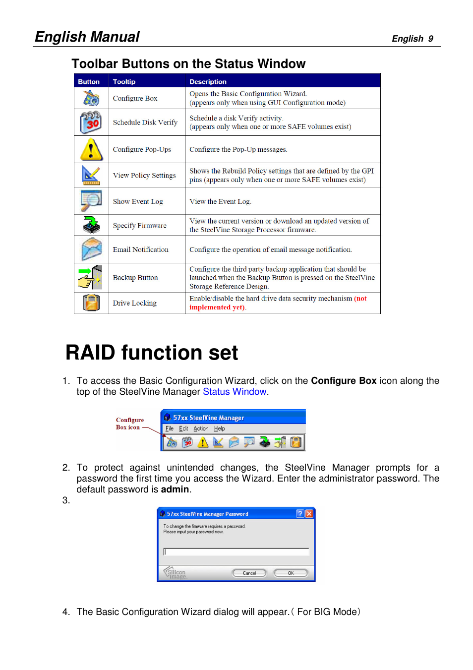 Raid function, Function set, English manual | Lindy 20288 User Manual | Page 9 / 12