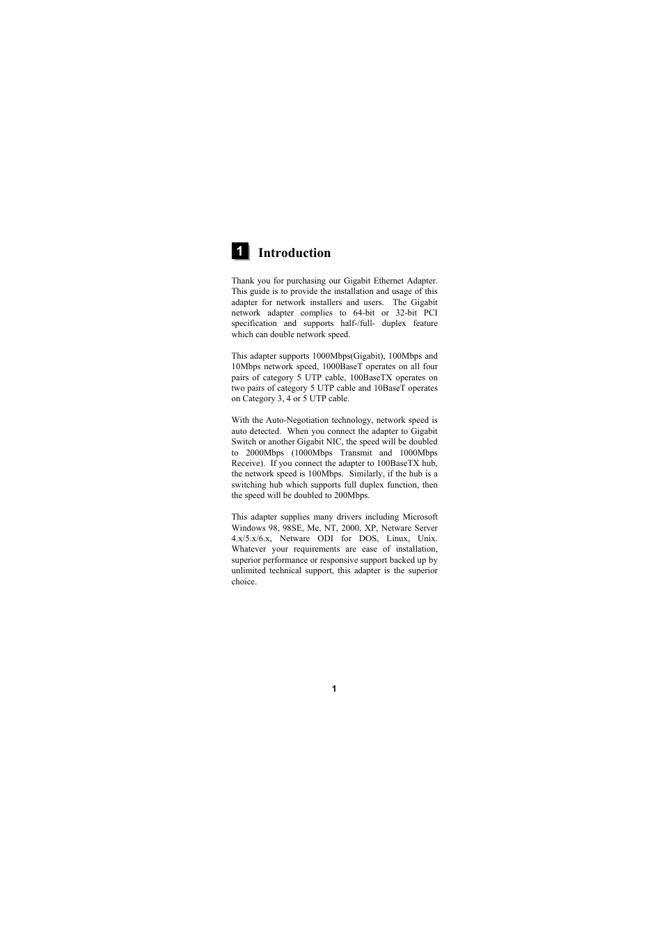 1introduction | Lindy 10/100/1000Mbps PCI User Manual | Page 3 / 9