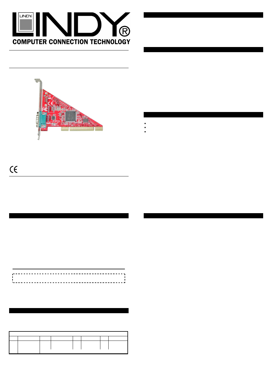 Lindy PCI 1S (16C950 128 FIFO) User Manual | 2 pages
