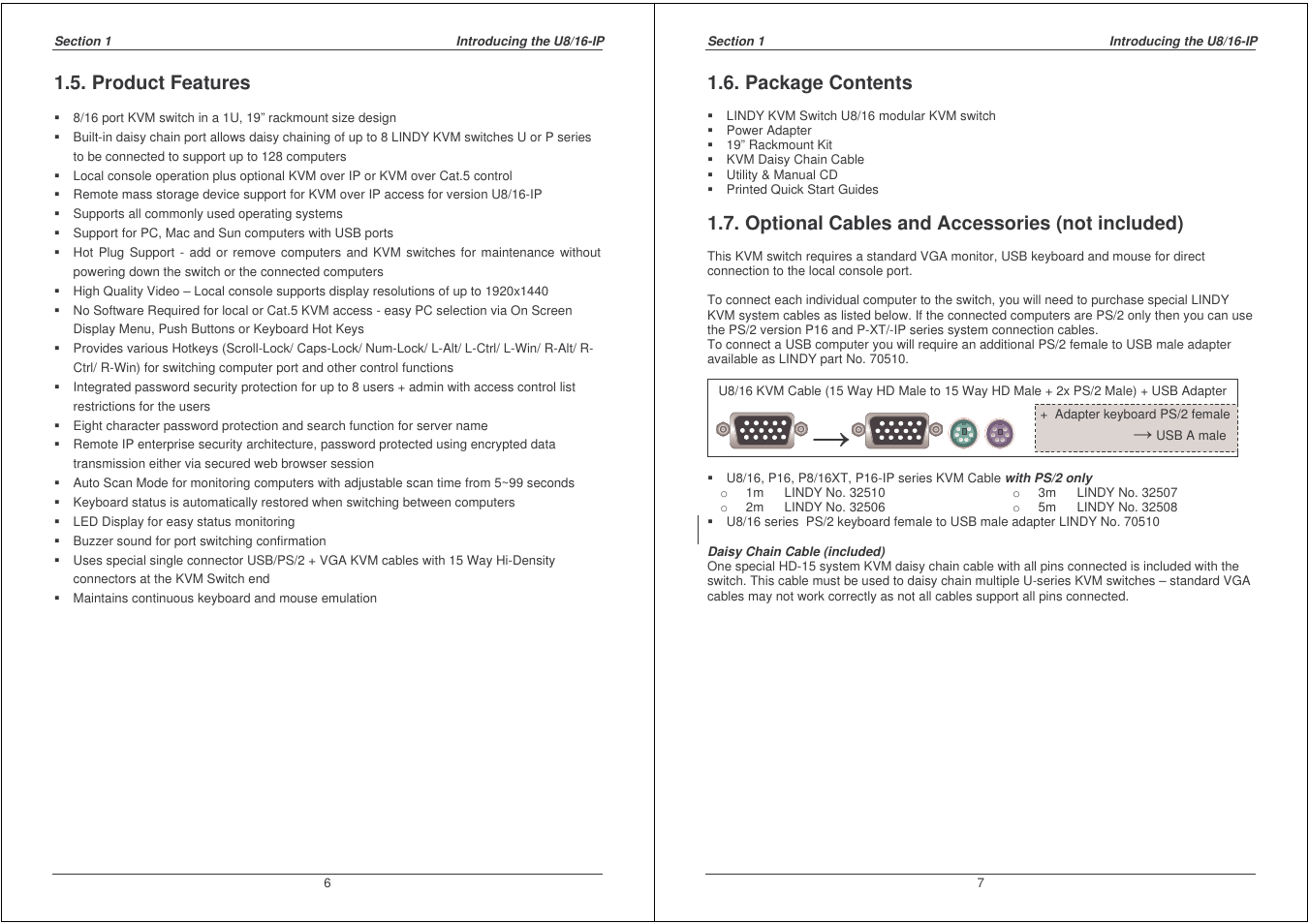 Product features, Package contents, Optional cables and accessories (not included) | Lindy 32530 User Manual | Page 4 / 40