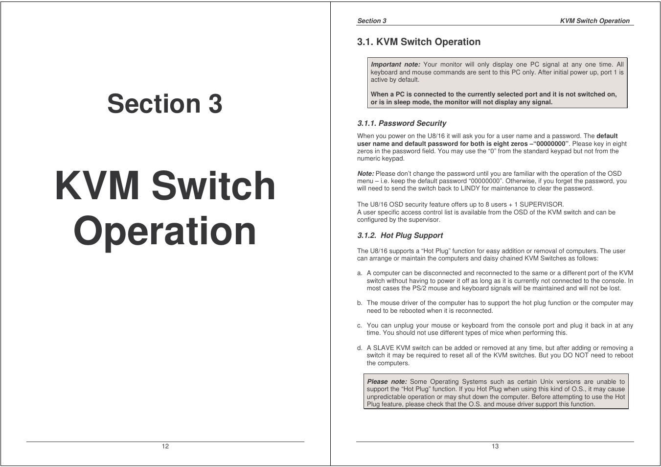 Kvm switch operation | Lindy 32530 User Manual | Page 7 / 40