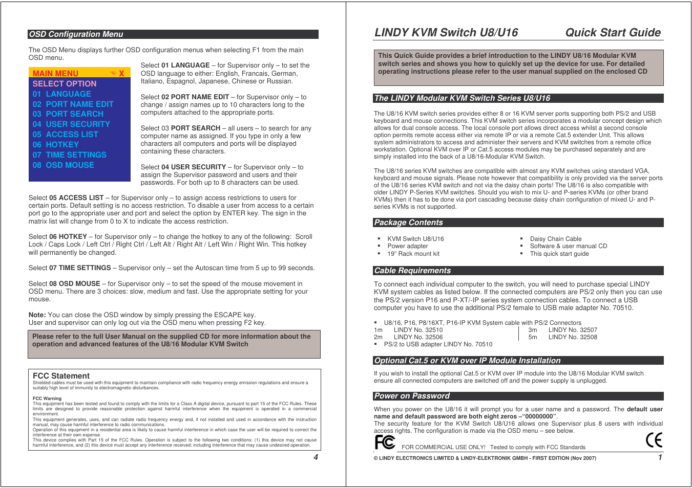 Lindy U8 User Manual | 2 pages